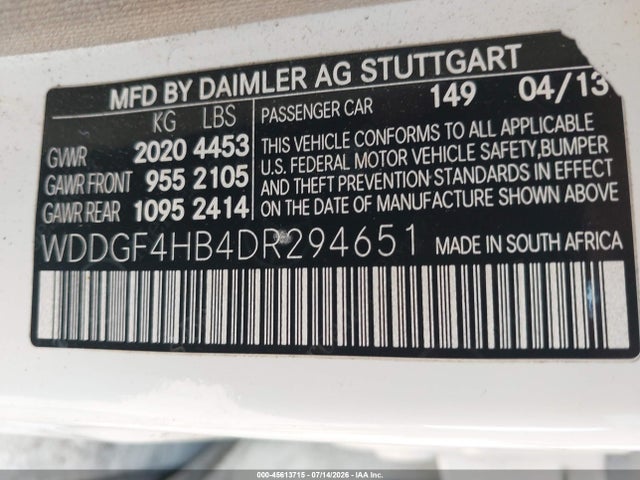 Auction sale of the 2013 Mercedes-benz C 250 Sport, vin: WDDGF4HB4DR294651, lot number: 45613715