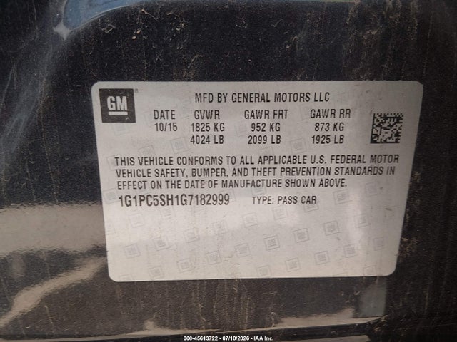 1G1PC5SH1G7182999 Chevrolet Cruze Limited Ls Auto