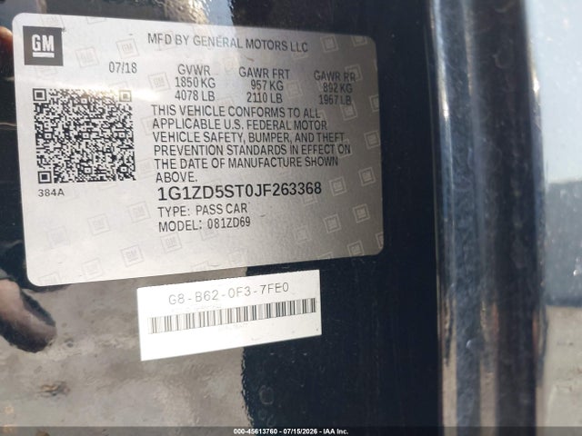 1G1ZD5STOJF263368 Chevrolet MALIBU LT