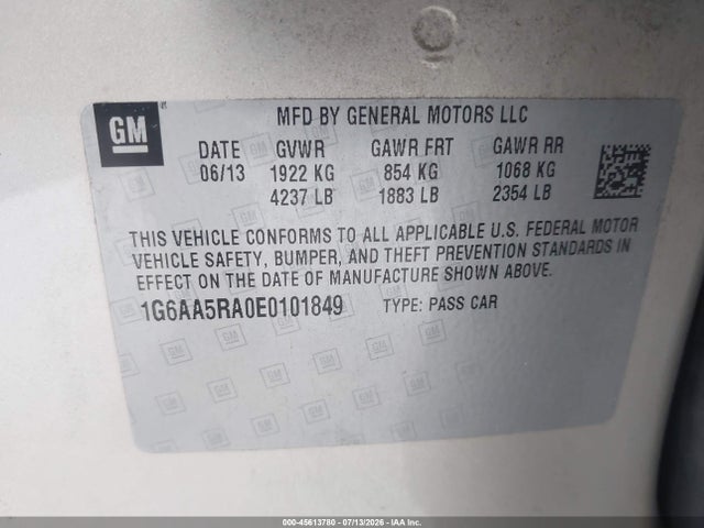Продажа на аукционе авто 2014 Cadillac Ats Standard, vin: 1G6AA5RA0E0101849, номер лота: 45613780