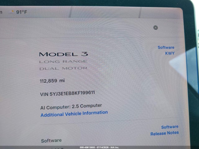 Tesla Model 3 Long Range/performance 2019 5YJ3E1EB8KF199611 Image 7