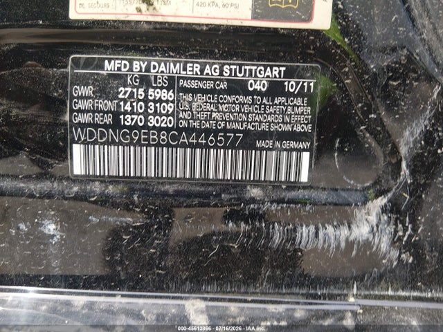 Продаж на аукціоні авто 2012 Mercedes-benz S 550 4matic, vin: WDDNG9EB8CA446577, номер лоту: 45613866