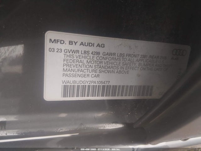 Aukcja sprzedaży 2023 Audi A3 Premium Plus 40 Tfsi Front-wheel Drive S Tronic, vin: WAUBUDGY2PA105477, numer aukcji: 45613869