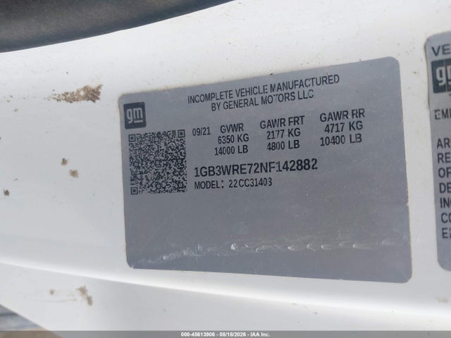 Aukcja sprzedaży 2022 Chevrolet Silverado 3500hd Chassis Work Truck, vin: 1GB3WRE72NF142882, numer aukcji: 45613906