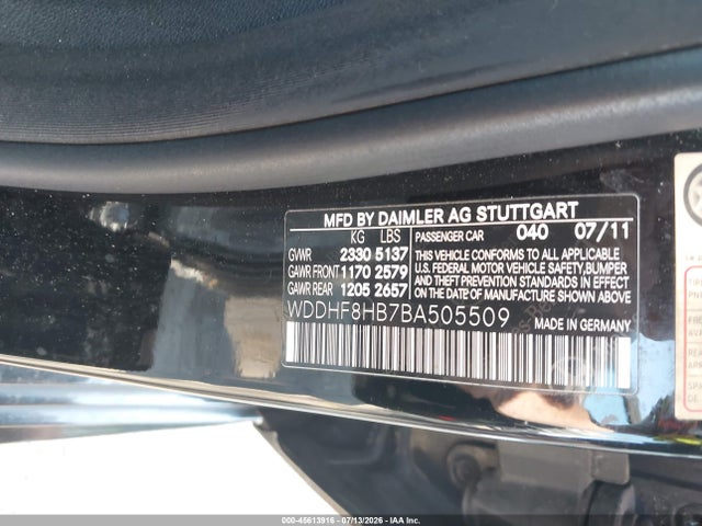 Aukcja sprzedaży 2011 Mercedes-benz E 350 4matic, vin: WDDHF8HB7BA505509, numer aukcji: 45613916