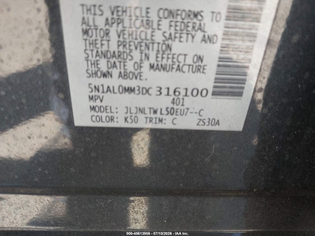 Продаж на аукціоні авто 2013 Infiniti Jx35, vin: 5N1AL0MM3DC316100, номер лоту: 45613956