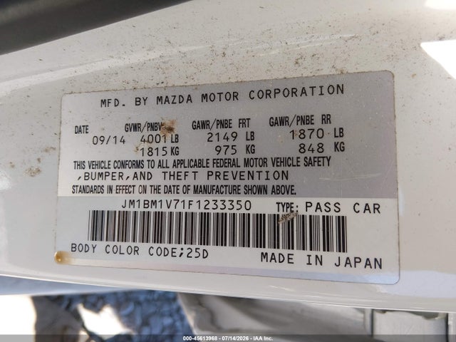 Mazda Mazda3 I Touring 2015 JM1BM1V71F1233350 Image 9