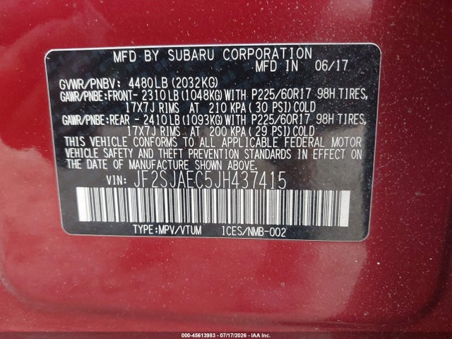 JF2SJAEC5JH437415 Subaru Forester 2.5i Premium