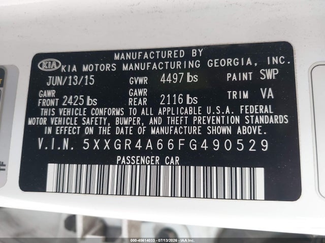 5XXGR4A66FG490529 KIA Optima Sx Turbo
