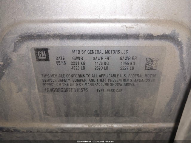 Продажа на аукционе авто 2015 Buick Lacrosse Leather, vin: 1G4GB5G39FF318576, номер лота: 45614039