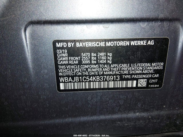 WBAJB1C54KB376913 BMW 530e Xdrive Iperformance