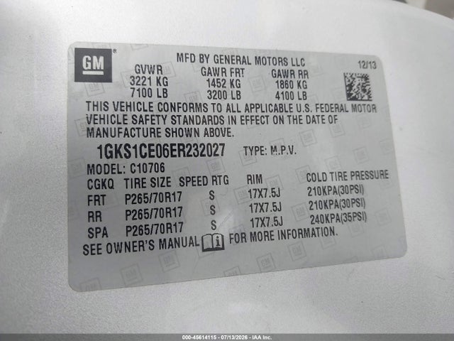 GMC YUKON SLT 2014 1GKS1CE06ER232027 Image 9