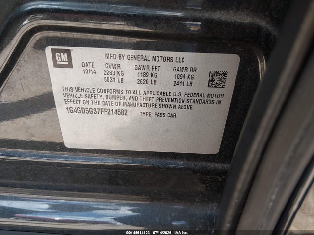 Продажа на аукционе авто 2015 Buick Lacrosse Premium I, vin: 1G4GD5G37FF214582, номер лота: 45614123