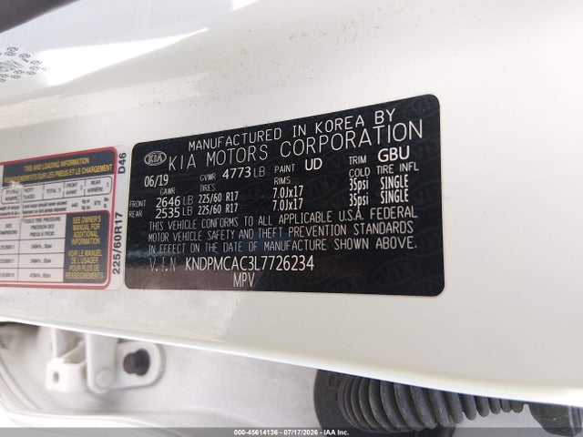 Aukcja sprzedaży 2020 Kia Sportage Lx, vin: KNDPMCAC3L7726234, numer aukcji: 45614136