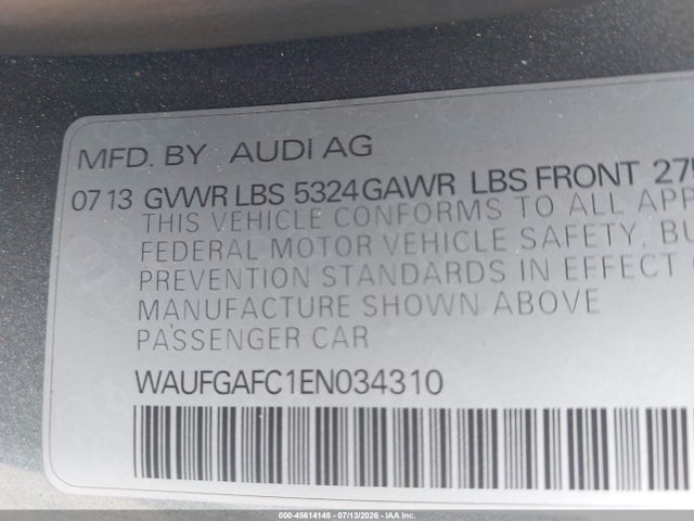 Продаж на аукціоні авто 2014 Audi A6 3.0t Premium Plus, vin: WAUFGAFC1EN034310, номер лоту: 45614148