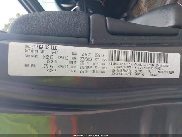 Продаж на аукціоні авто 2017 Jeep Grand Cherokee Limited, vin: 1C4RJEBG7HC813129, номер лоту: 45614218