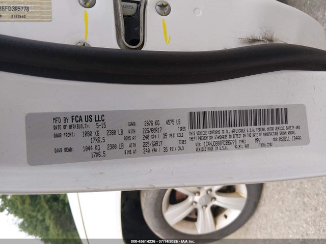 Продажа на аукционе авто 2015 Jeep Compass Sport, vin: 1C4NJDBB6FD395778, номер лота: 45614226