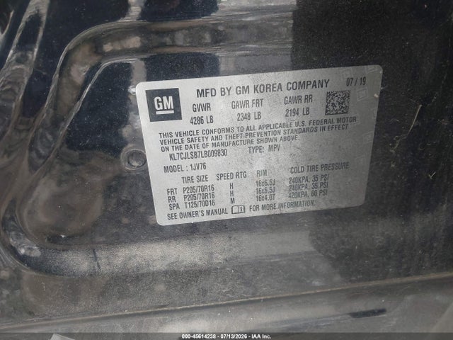KL7CJLSB7LB009830 Chevrolet Trax Fwd Lt