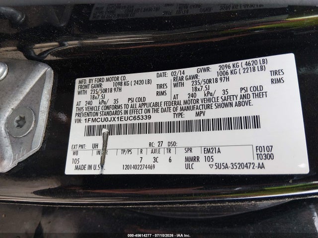 Ford Escape Titanium 2014 1FMCU0JX1EUC65339 Image 9