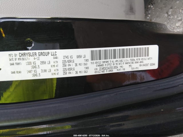 Продажа на аукционе авто 2012 Dodge Grand Caravan Crew, vin: 2C4RDGDG6CR108998, номер лота: 45614280
