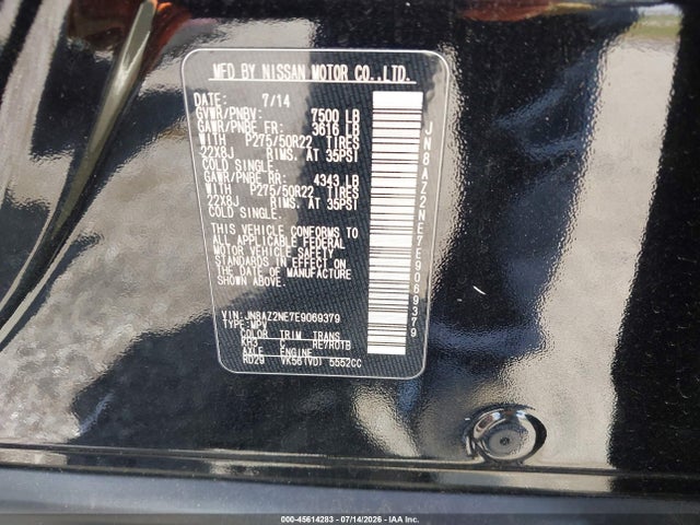Продаж на аукціоні авто 2014 Infiniti Qx80, vin: JN8AZ2NE7E9069379, номер лоту: 45614283