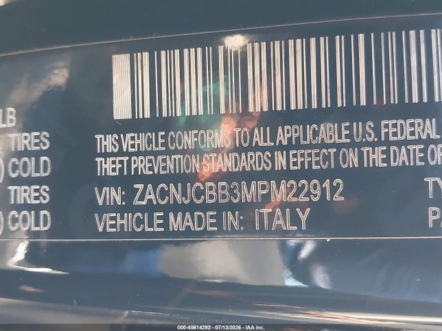 Продажа на аукционе авто 2021 Jeep Renegade Latitude Fwd, vin: ZACNJCBB3MPM22912, номер лота: 45614292