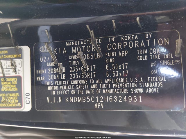 KIA SEDONA LX 2017 KNDMB5C12H6324931 Image 9