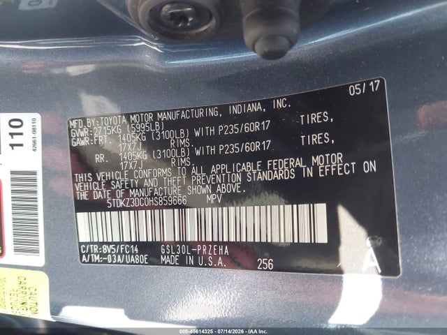 Toyota Sienna Le 8 Passenger 2017 5TDKZ3DC0HS859666 Image 9