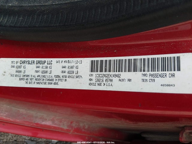 Продажа на аукционе авто 2014 Dodge Avenger Se, vin: 1C3CDZAG2EN149462, номер лота: 45614341