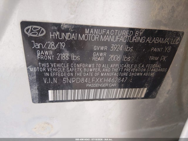 Hyundai ELANTRA SEL 2019 5NPD84LFXKH462847 Image 9