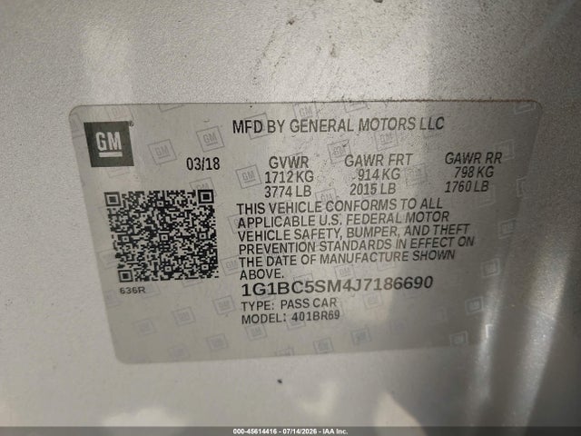 1G1BC5SM4J7186690 Chevrolet Cruze Ls Auto