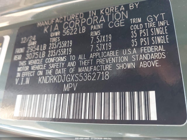 Продаж на аукціоні авто 2025 Kia Sorento Hybrid Sx Prestige, vin: KNDRKDJGXS5362718, номер лоту: 45614465