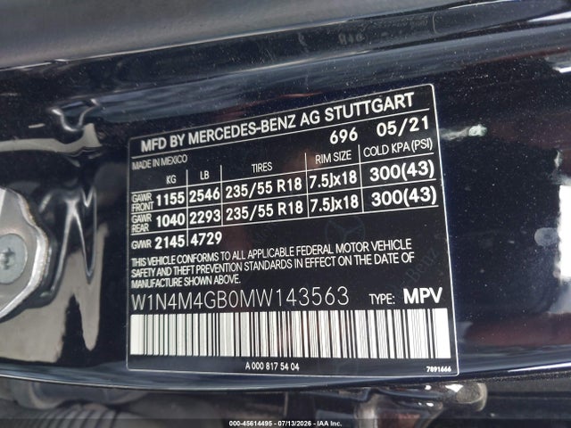 Продажа на аукционе авто 2021 Mercedes-benz Glb 250, vin: W1N4M4GB0MW143563, номер лота: 45614495