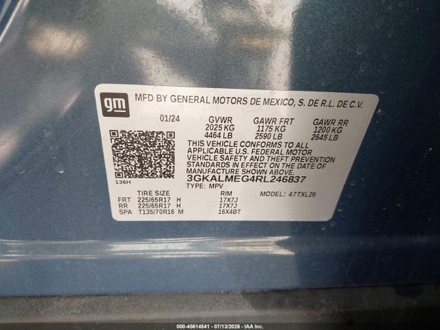 Продаж на аукціоні авто 2024 Gmc Terrain Fwd Sle, vin: 3GKALMEG4RL246837, номер лоту: 45614541