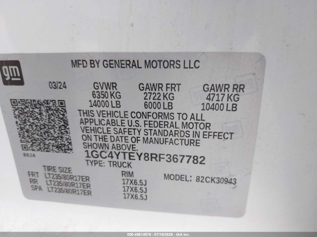1GC4YTEY8RF367782 Chevrolet Silverado 3500hd 4wd Long Bed Lt