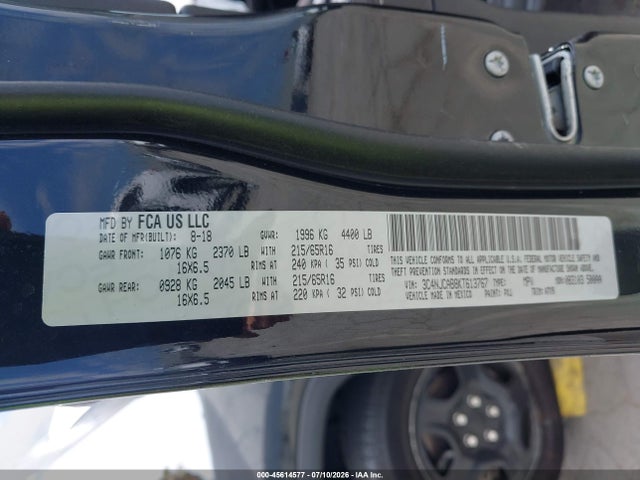 Aukcja sprzedaży 2019 Jeep Compass Sport Fwd, vin: 3C4NJCAB8KT613767, numer aukcji: 45614577