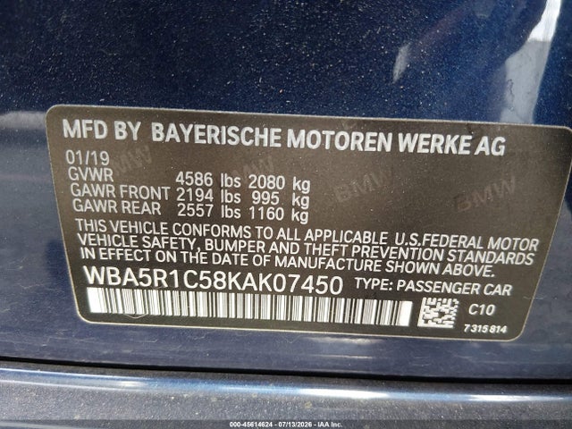 BMW 330I 2019 WBA5R1C58KAK07450 Image 9