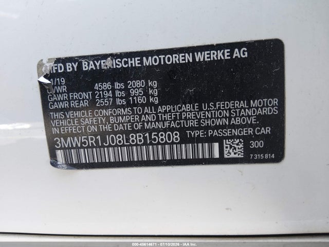 BMW 330I 2020 3MW5R1J08L8B15808 Image 9