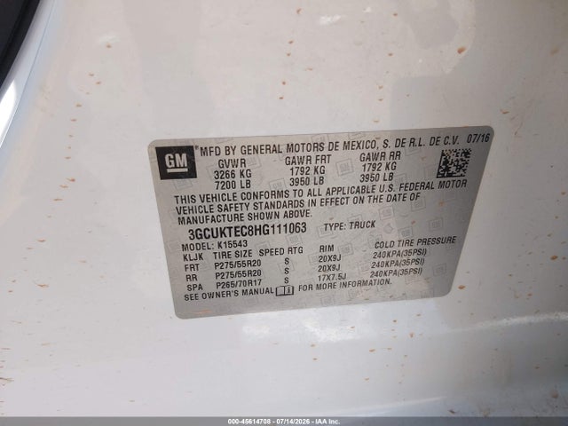 3GCUKTEC8HG111063 Chevrolet Silverado 1500 High Country