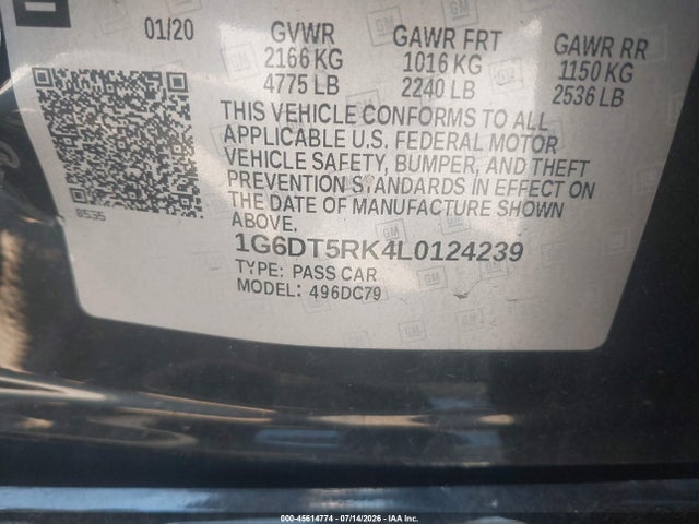 Aukcja sprzedaży 2020 Cadillac Ct5 Premium Luxury, vin: 1G6DT5RK4L0124239, numer aukcji: 45614774