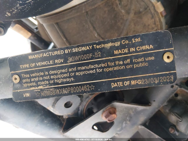 Продаж на аукціоні авто 2023 Segway 1000 Cc, vin: H0MSBWX60P8000462, номер лоту: 45614782