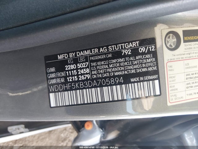 Aukcja sprzedaży 2013 Mercedes-benz E 350, vin: WDDHF5KB3DA705894, numer aukcji: 45614785