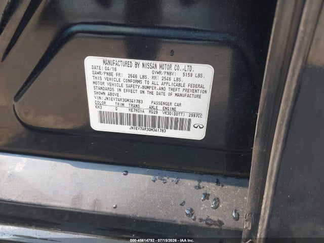 Продаж на аукціоні авто 2016 Infiniti Q50 3.0t Premium, vin: JN1EV7AR3GM341783, номер лоту: 45614792