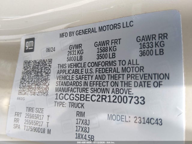 1GCGSBEC2R1200733 Chevrolet Colorado 2wd Wt