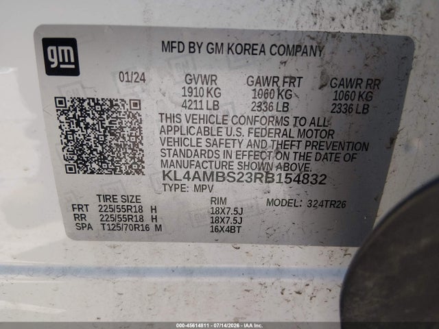 2024 Buick Encore Gx Preferred Fwd მანქანა იყიდება აუქციონზე, vin: KL4AMBS23RB154832, აუქციონის ნომერი: 45614811