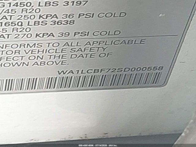 Продаж на аукціоні авто 2025 Audi Q7 Premium Plus 45 Tfsi Quattro Tiptronic, vin: WA1LCBF72SD000558, номер лоту: 45614896
