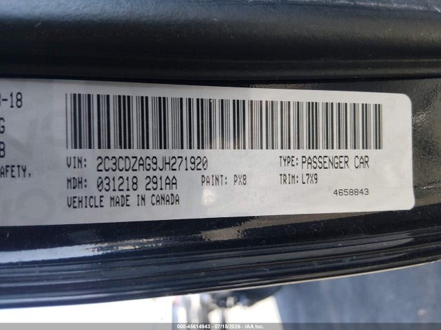 Продаж на аукціоні авто 2018 Dodge Challenger Sxt, vin: 2C3CDZAG9JH271920, номер лоту: 45614943