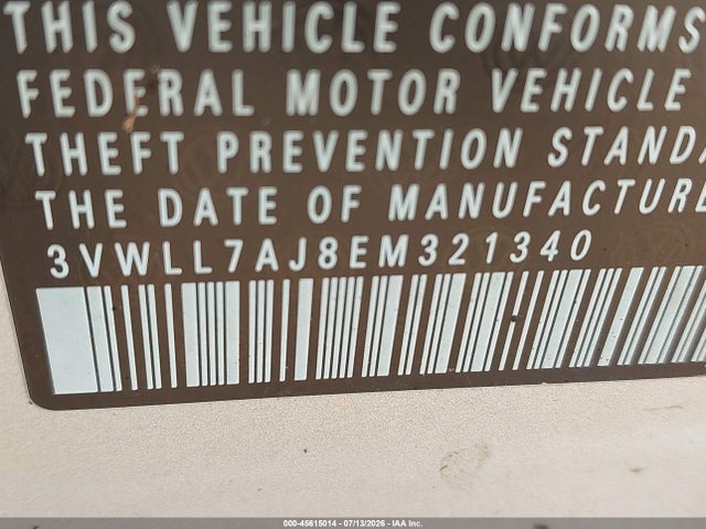Продажа на аукционе авто 2014 Volkswagen Jetta 2.0l Tdi, vin: 3VWLL7AJ8EM321340, номер лота: 45615014
