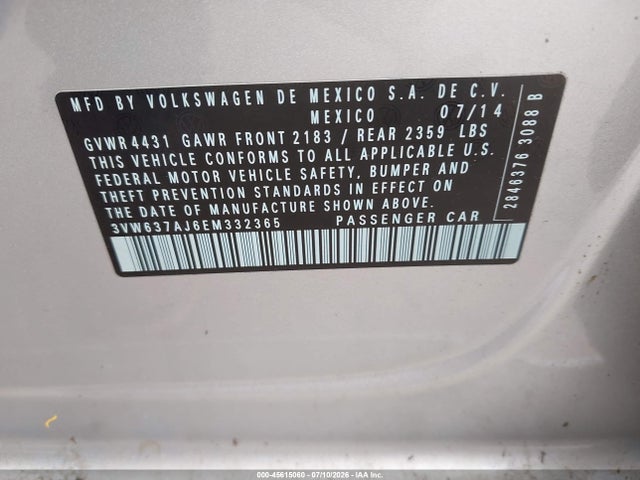 3VW637AJ6EM332365 Volkswagen Jetta Hybrid Sel