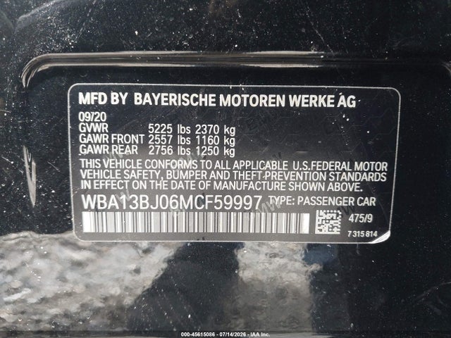 Продаж на аукціоні авто 2021 Bmw 530i Xdrive, vin: WBA13BJ06MCF59997, номер лоту: 45615086
